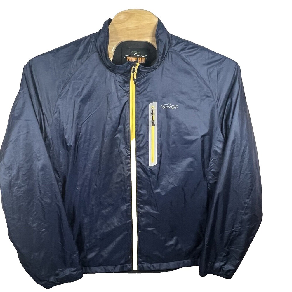 Orvis‎ Trout Bum Men XXL Navy Polyester Lined Full Zip Windbreaker Jacket - Picture 2 of 6